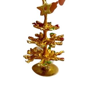 VINTAGE Austrian 14K GOLD charm CHRISTMAS TREE with enamel rare charm